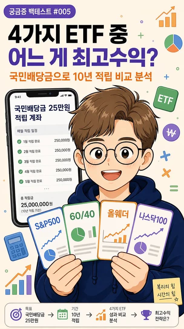 국민배당금 25만원 ETF 적립, 10년 뒤 결과는? 4가지 조합 비교 2026