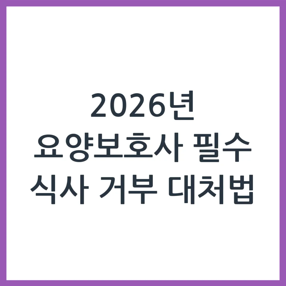 2026년 어르신 식사 거부, 요양보호사가 알아야 할 대처법 A to Z