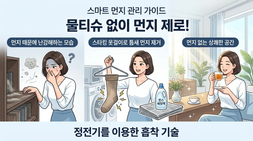 먼지 청소, 물티슈 대신 정전기 활용법 2026