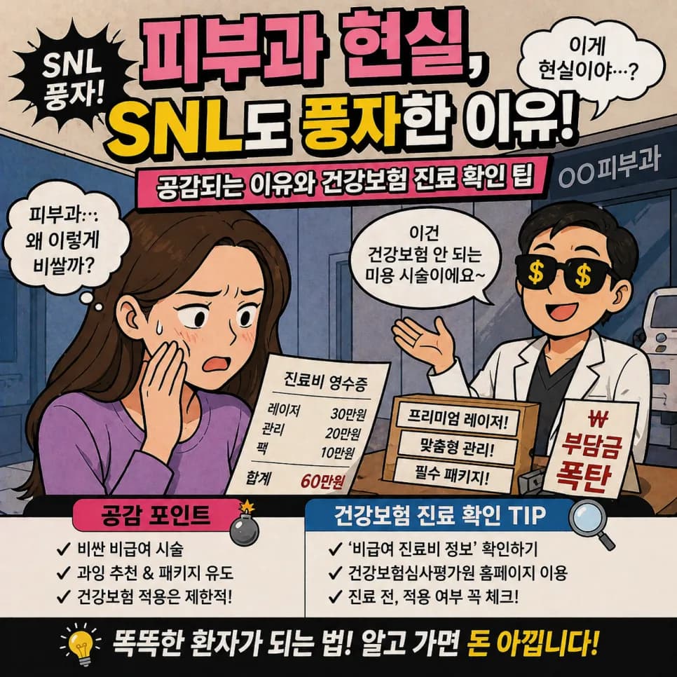 피부과 진료 2026년 현실: SNL 풍자 속 공감대와 건강보험 확인 팁