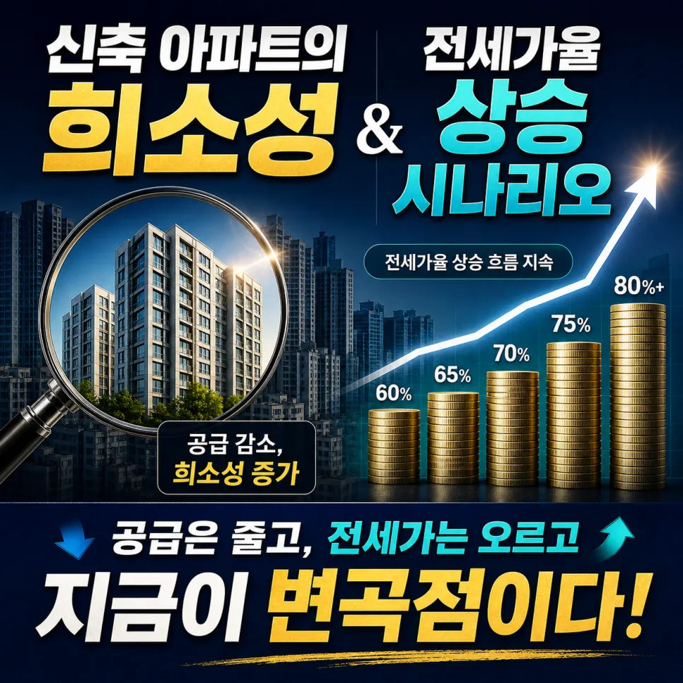 2029년 서울 아파트 공급 부족, 신축 희소성으로 전세가율 상승 전망 2026