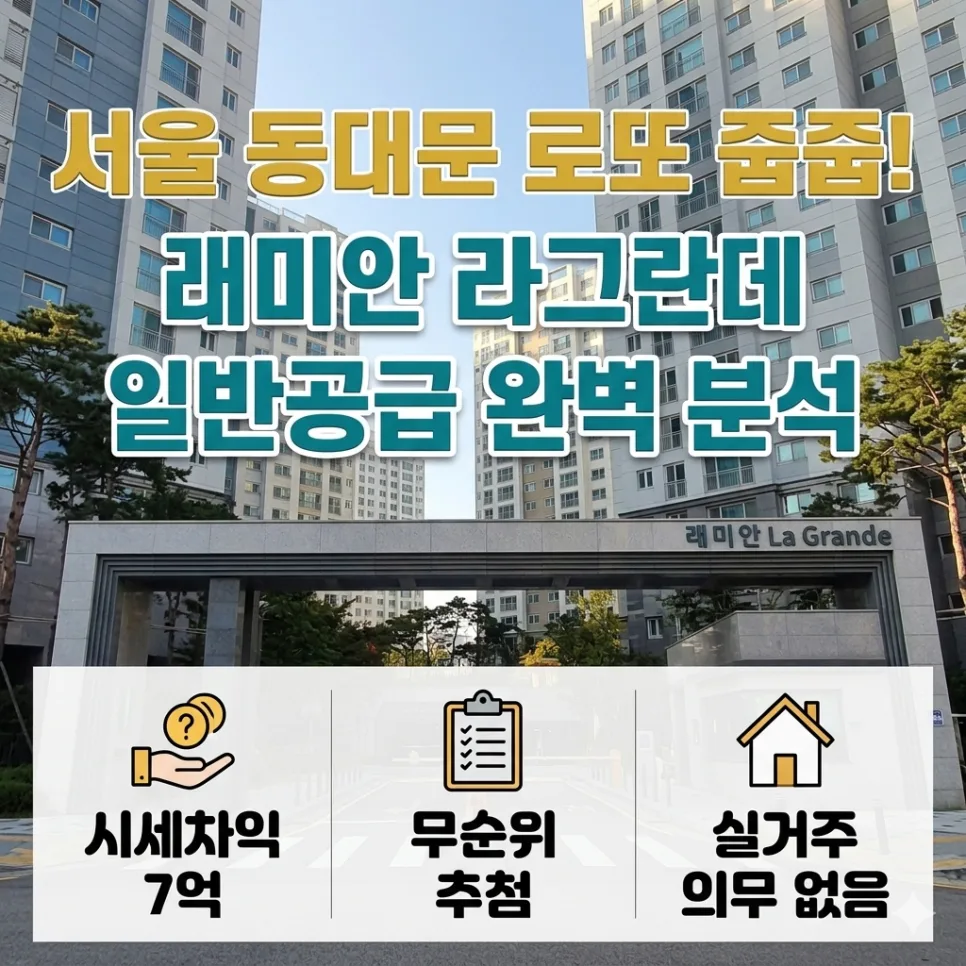 래미안 라그란데 무순위 청약 2026: 최대 7억 시세차익 조건 총정리