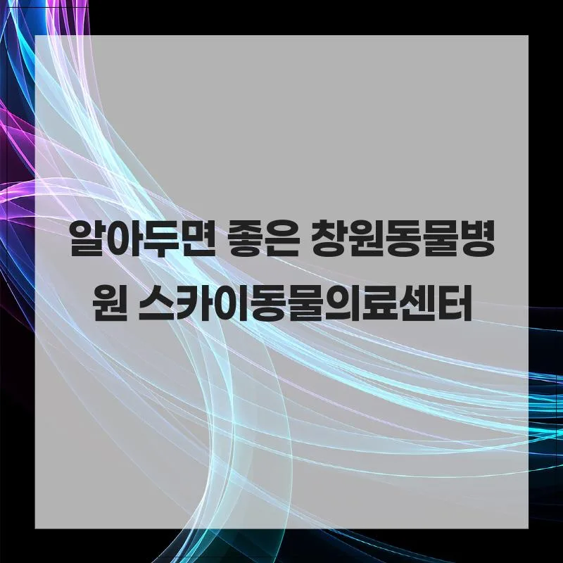 창원동물병원 추천: 스카이동물의료센터 진료 가이드 2026