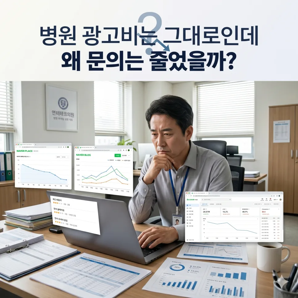 병원 마케팅 문의 급감 원인 2026: 광고비는 그대로인데 왜? (실제 경험 정리)