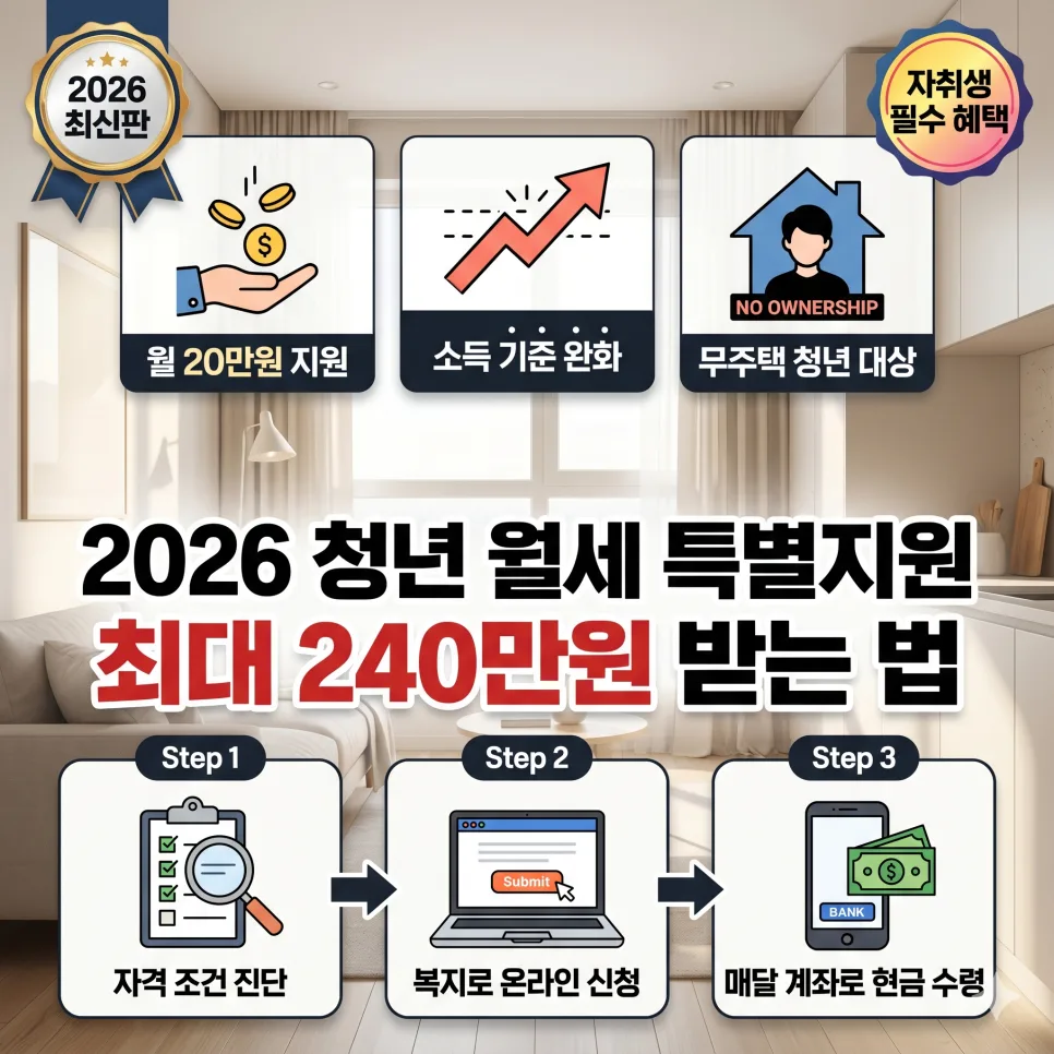 2026년 청년 월세 특별지원: 자격·소득 기준 완화 총정리