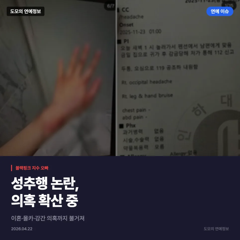 블랙핑크 지수 오빠, 성추행·이혼·몰카 의혹 진실은? 2026년 총정리
