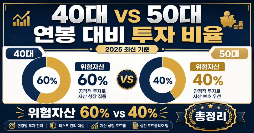 4050대 연봉 대비 투자 비율 2026: 자산배분 황금률 총정리