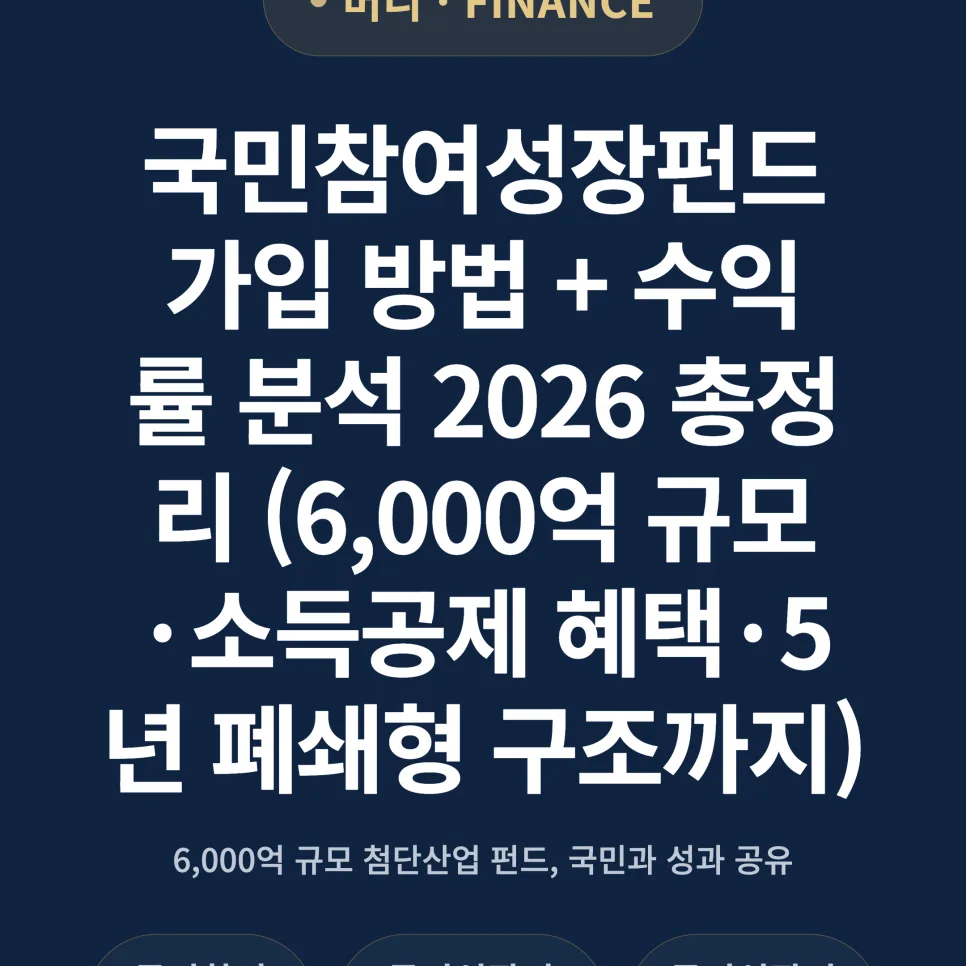 국민참여성장펀드 2026: 가입 방법, 수익률, 소득공제 완벽 분석