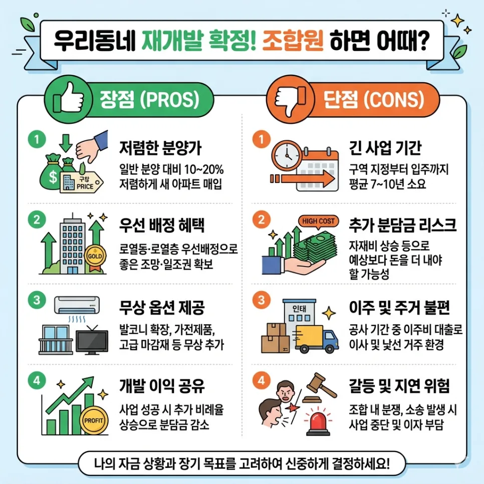 재개발 조합원 장단점 2026: 현금청산 vs 분양, 무엇이 유리할까?
