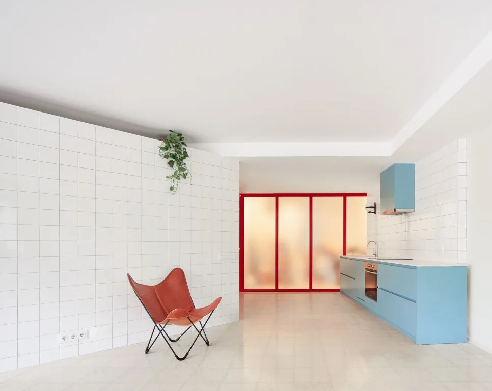 Korean Minimalist Apartment Design 2026: White Tile & Color Accents