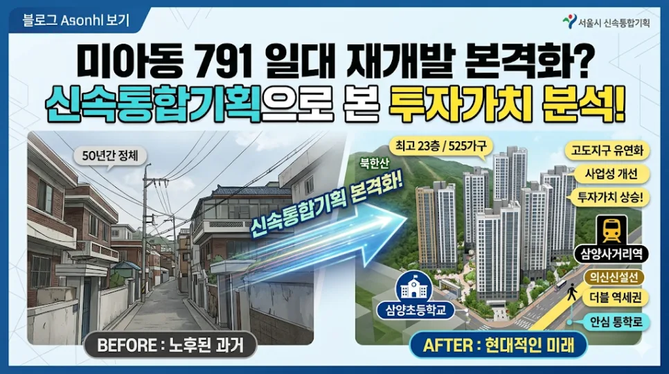 미아7구역 신속통합기획 2026: 50년 숙원 풀린 투자 가치 분석