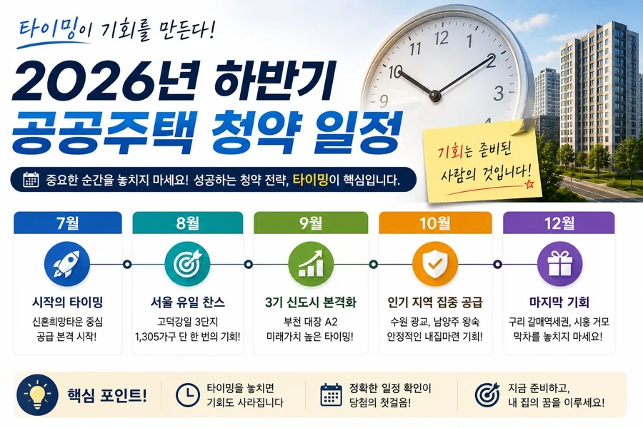 2026년 하반기 공공분양 청약 일정 및 전략 완벽 분석