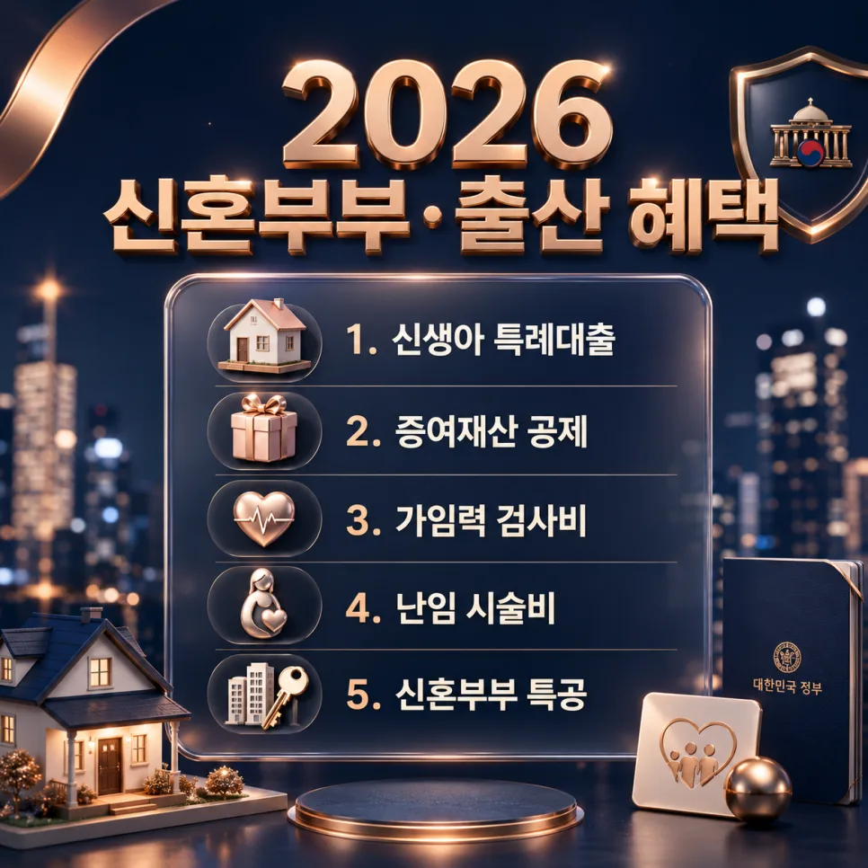 2026년 신혼부부 지원 5가지: 놓치면 수억 손해 보는 혜택 총정리