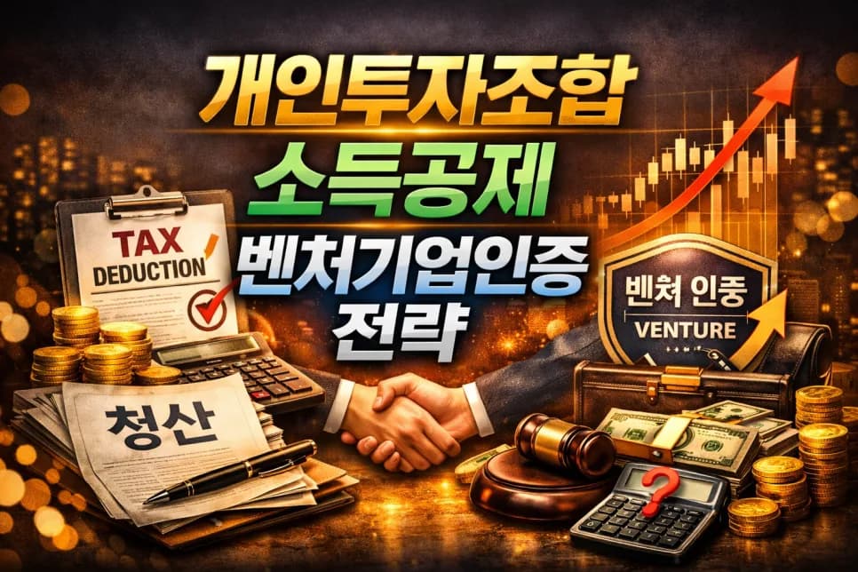 개인투자조합 2026: 소득공제와 벤처인증, 3% GP 출자 필수 체크