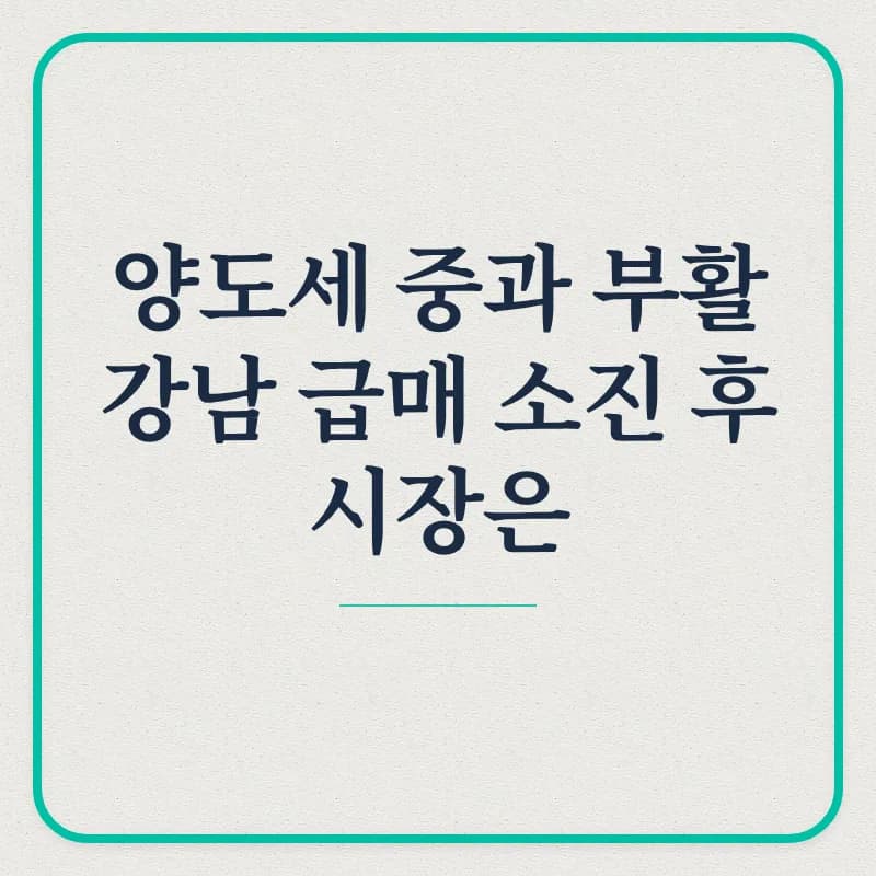 2026년 양도세 중과 부활, 강남 집값 반등 신호일까?