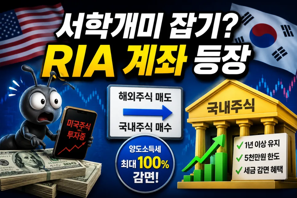RIA 제도 2026년 세금 혜택 총정리: 해외 주식 매도 후 국내 투자 시 절세 가이드