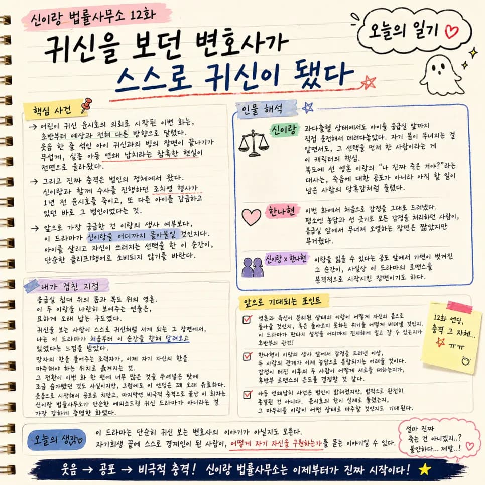 신이랑 법률사무소 12화: 귀신 변호사의 자기 구원 드라마 2026