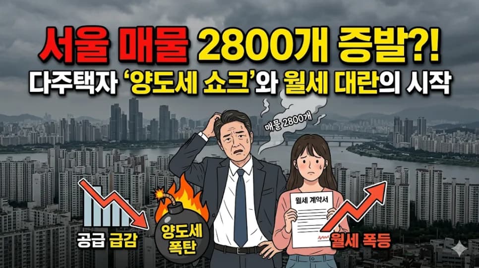 서울 아파트 매물 2,800개 증발? 양도세 쇼크와 월세 대란 2026년 전망