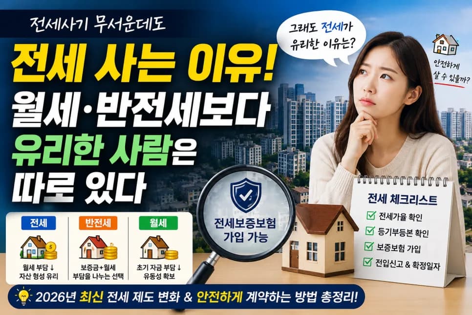 2026년에도 전세가 유리한 이유? 월세·반전세 비교 및 핵심 체크리스트