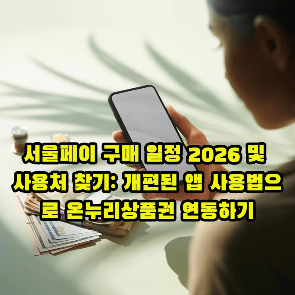 서울페이 구매 일정 2026 및 사용처 총정리: 개편 앱 활용법