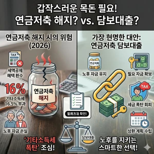연금저축 담보대출 활용법 2026: 해지 없이 급전 마련하는 비결