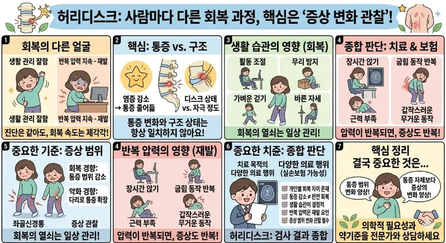허리디스크 회복 기간과 재발 방지법 2026: 실손보험 적용 총정리