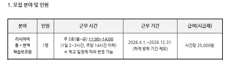 인천바이오과학고 다문화 통번역 보조원 채용 2026년 자격 요건