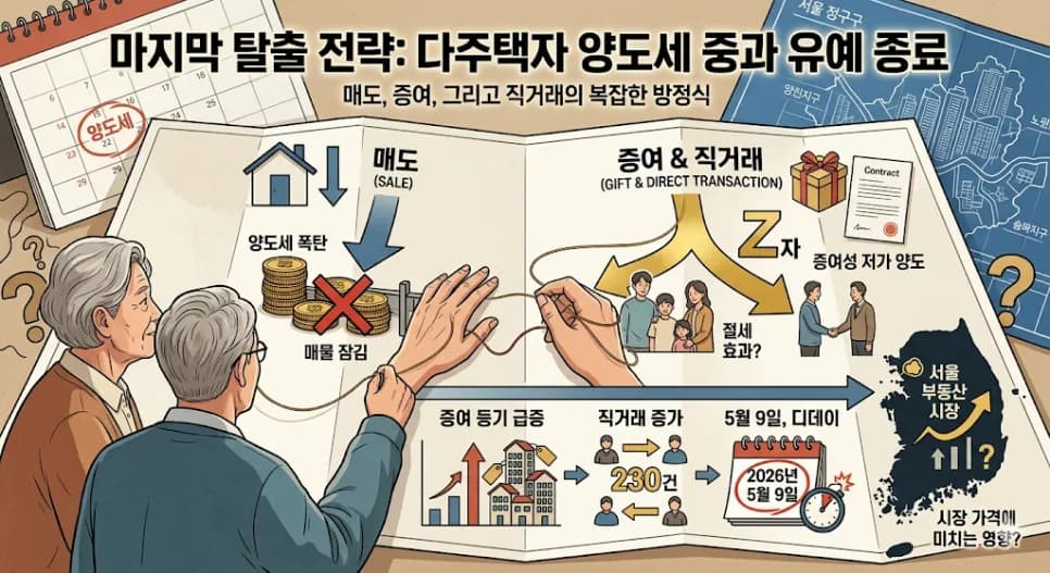다주택자 양도세 중과 2026년 5월 9일 종료: 증여·직거래 급증 분석
