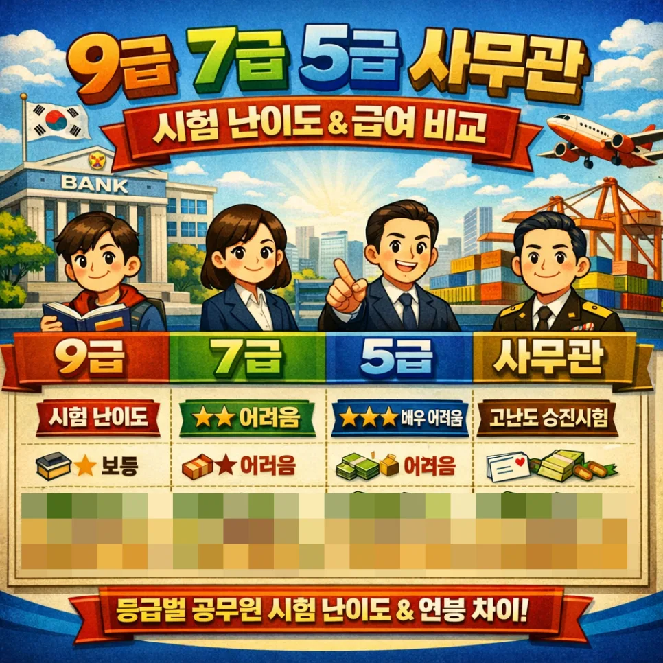 9급 7급 5급 공무원 차이점: 난이도, 급여, 사무관까지 2026년 총정리