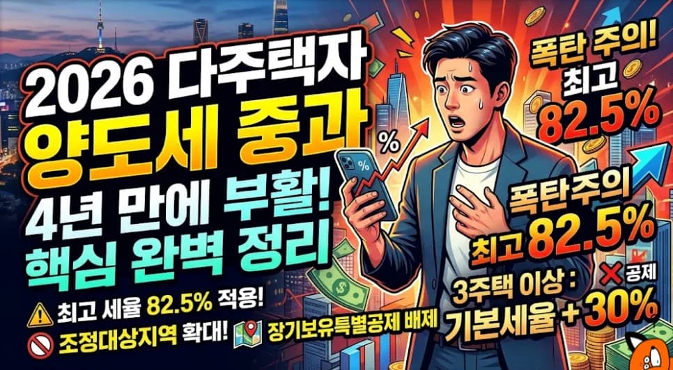 2026년 다주택자 양도세 중과 부활: 최고 82.5% 세율 총정리