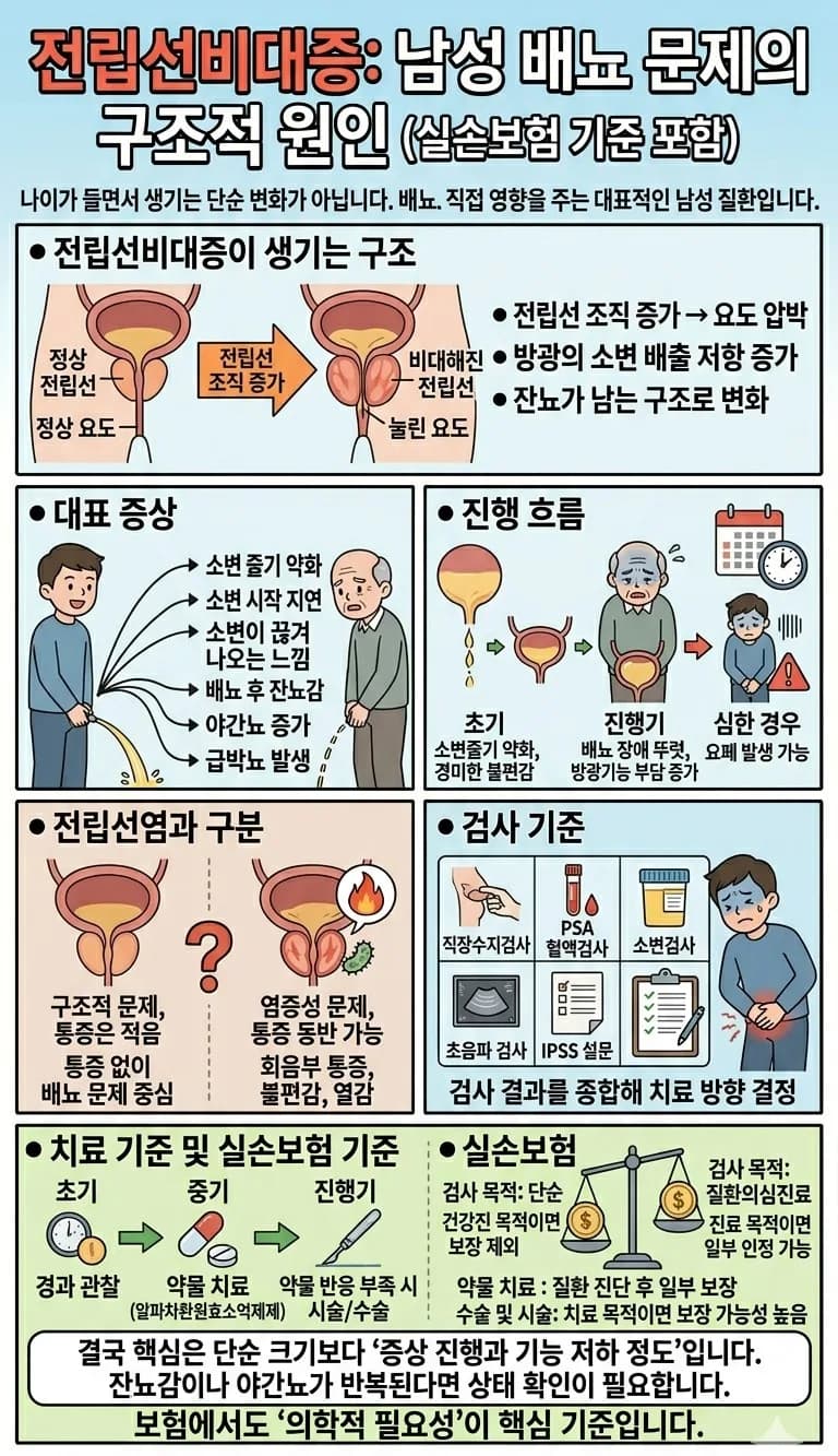 전립선비대증 소변 줄기 약화 원인과 해결책 2026년 총정리