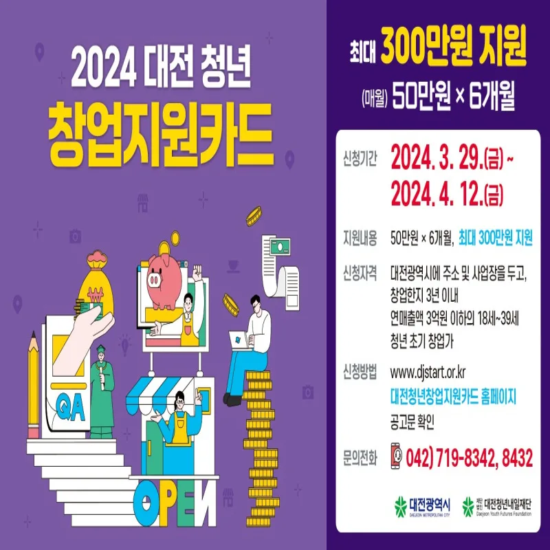 대전 청년창업 지원카드 2026: 최대 300만원 받는 법