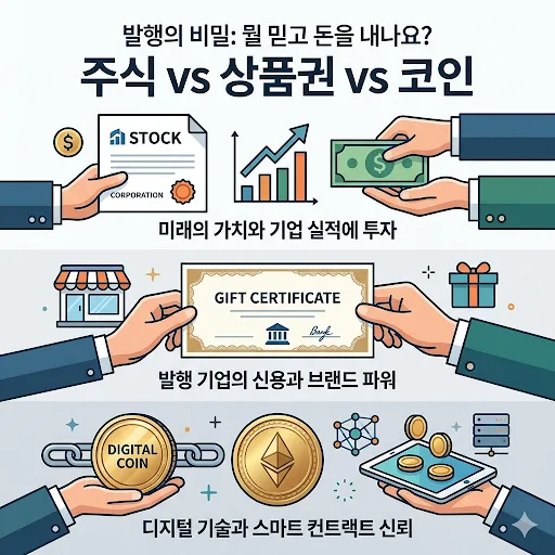 주식, 상품권, 스테이블 코인 발행 원리 비교 2026