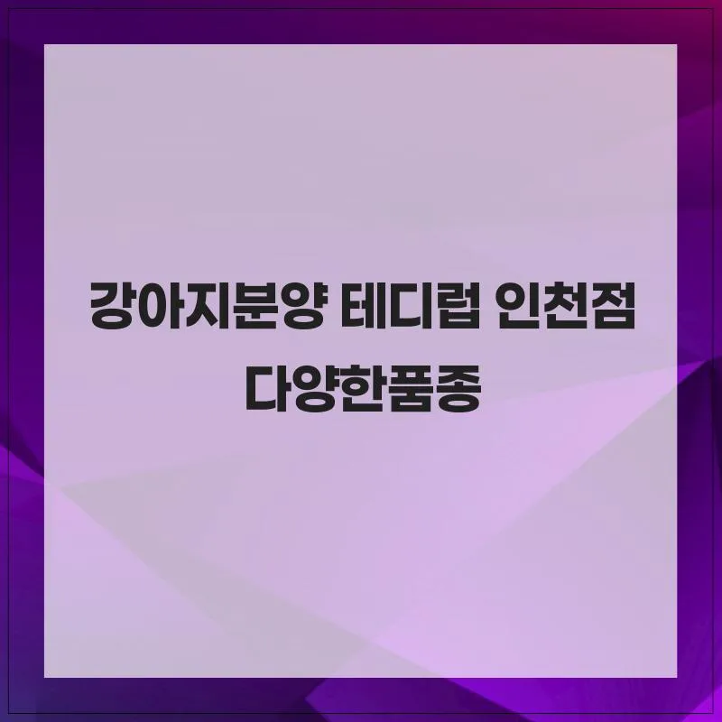 인천 강아지 분양, 테디럽에서 똑똑하게 입양하는 법 2026