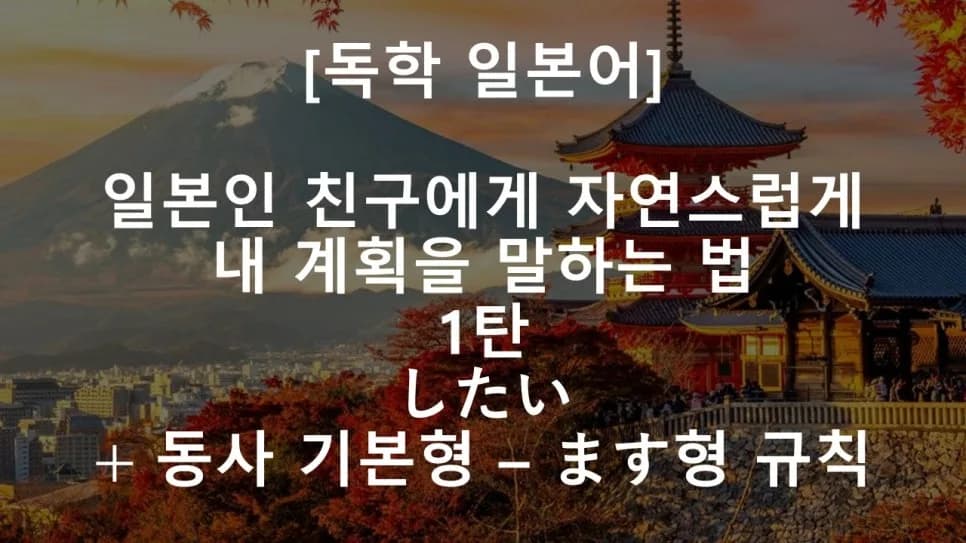 일본어 '하고 싶다' 표현 완벽 정리: したい vs しようと思う 2026