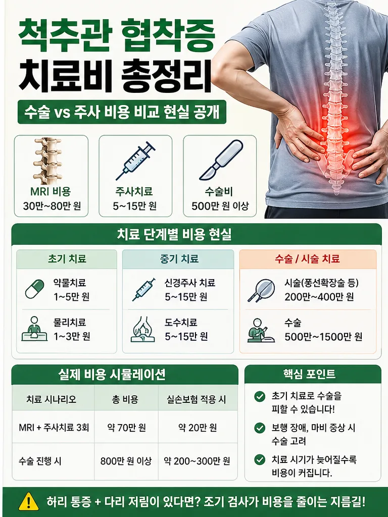 척추관 협착증 치료 비용 2026: 수술 vs 비수술 현실 비교