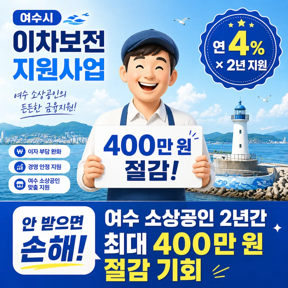 여수 소상공인 이자 지원 2026: 최대 400만원 절감 혜택 총정리