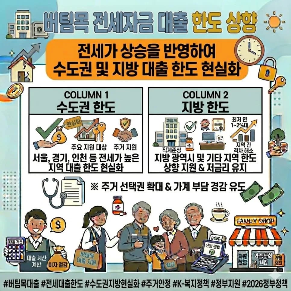 버팀목 전세자금 대출 한도 2026년 얼마나 오르나? 총정리