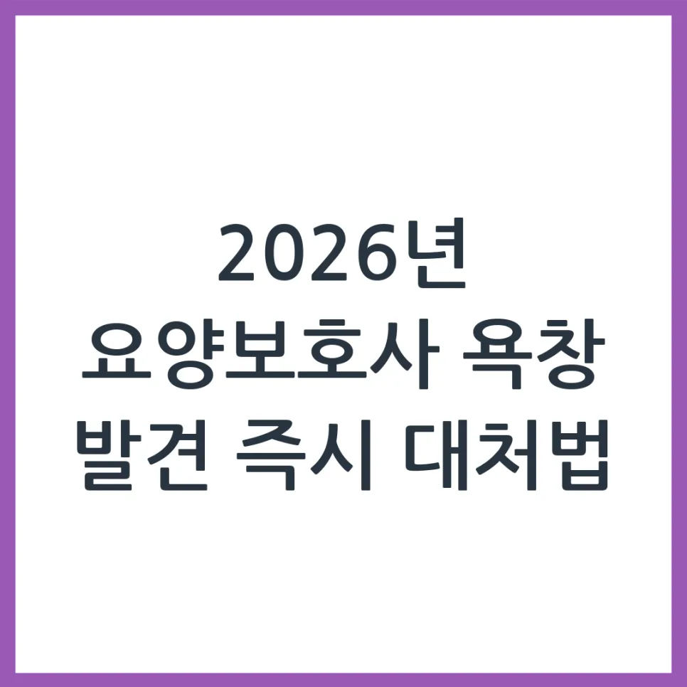 2026년 요양보호사, 어르신 욕창 발견 시 대처법 완벽 가이드