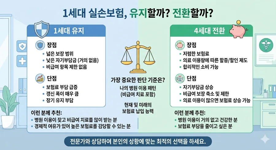 1세대 실손보험 유지 vs 전환, 2026년 현명한 선택 가이드