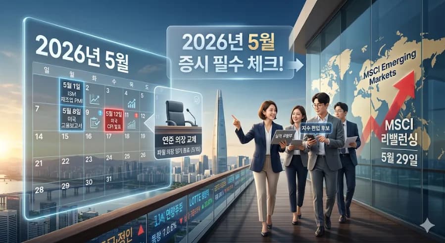 2026년 5월 증시 전망: 파월 의장 퇴임과 MSCI 리밸런싱 핵심 분석