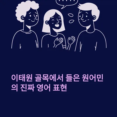 이태원 원어민 영어 표현 2026: 현지에서 직접 들은 생생한 회화
