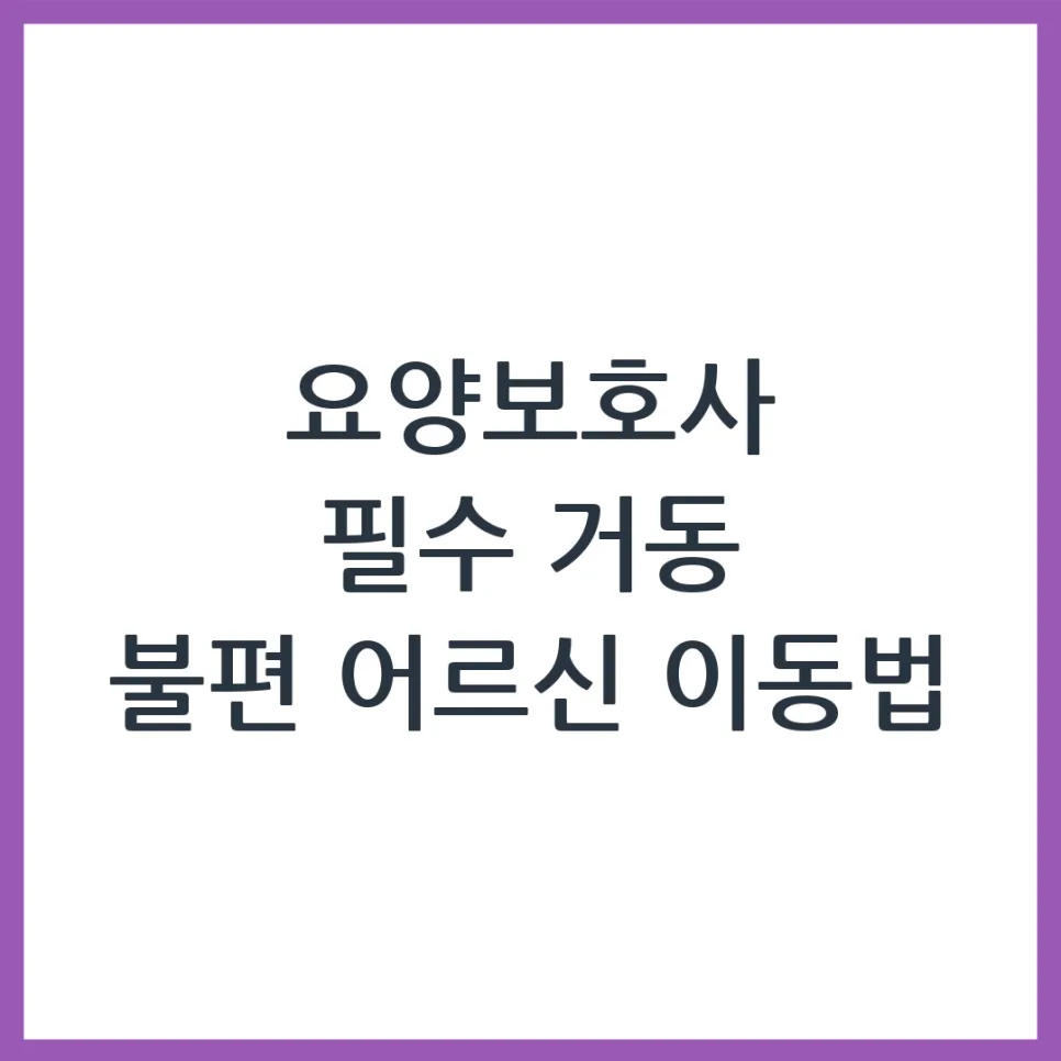 2026년 요양보호사 이동 보조, 거동 불편 어르신 지원 방법 총정리
