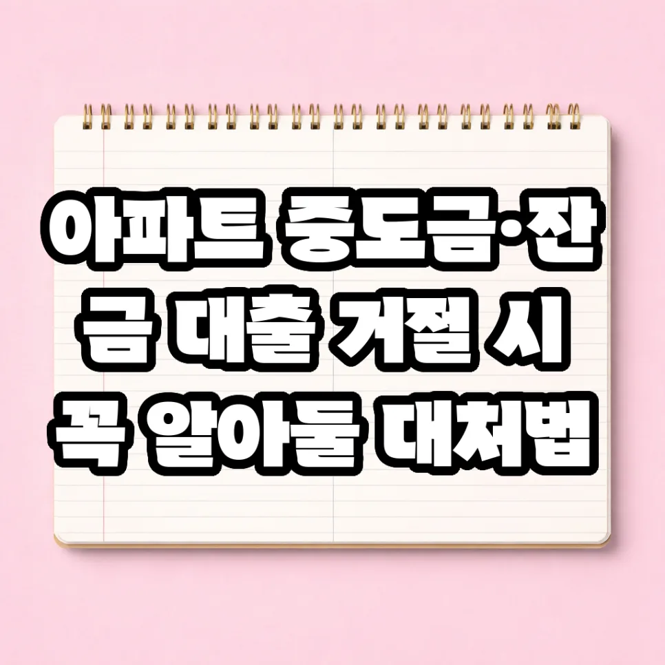 아파트 대출 거절 시 대처법: 계약금 지키는 2026년 전략
