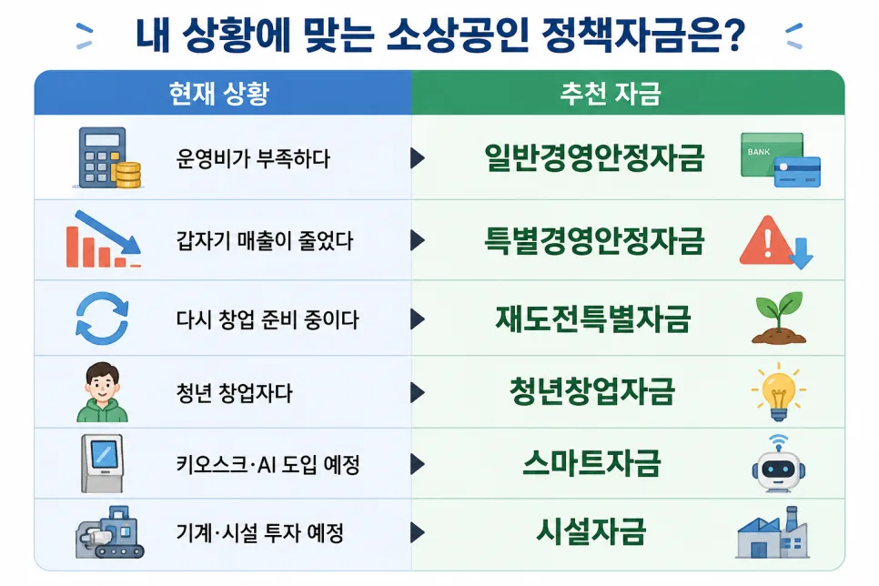 2026년 소상공인 정책 자금 종류별 신청 가이드: 나에게 맞는 자금 찾기