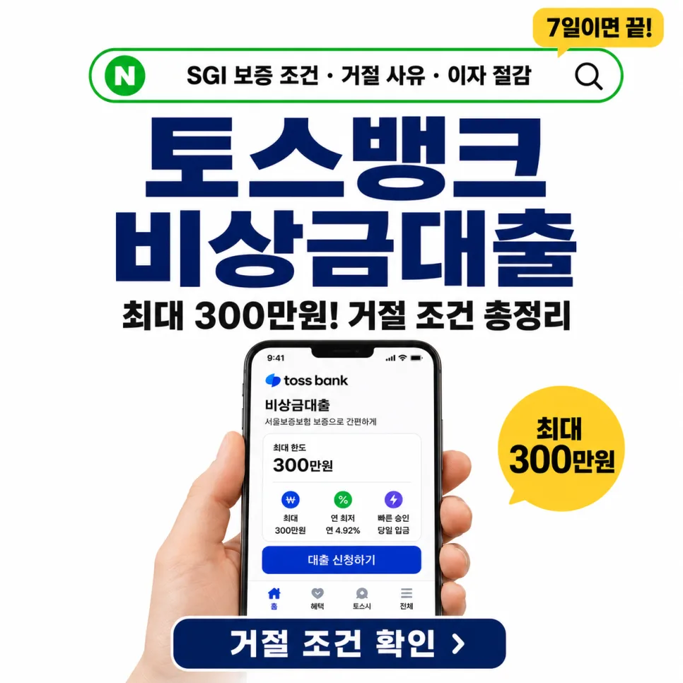 토스뱅크 비상금대출 SGI 보증 조건 2026: 거절 막는 7가지
