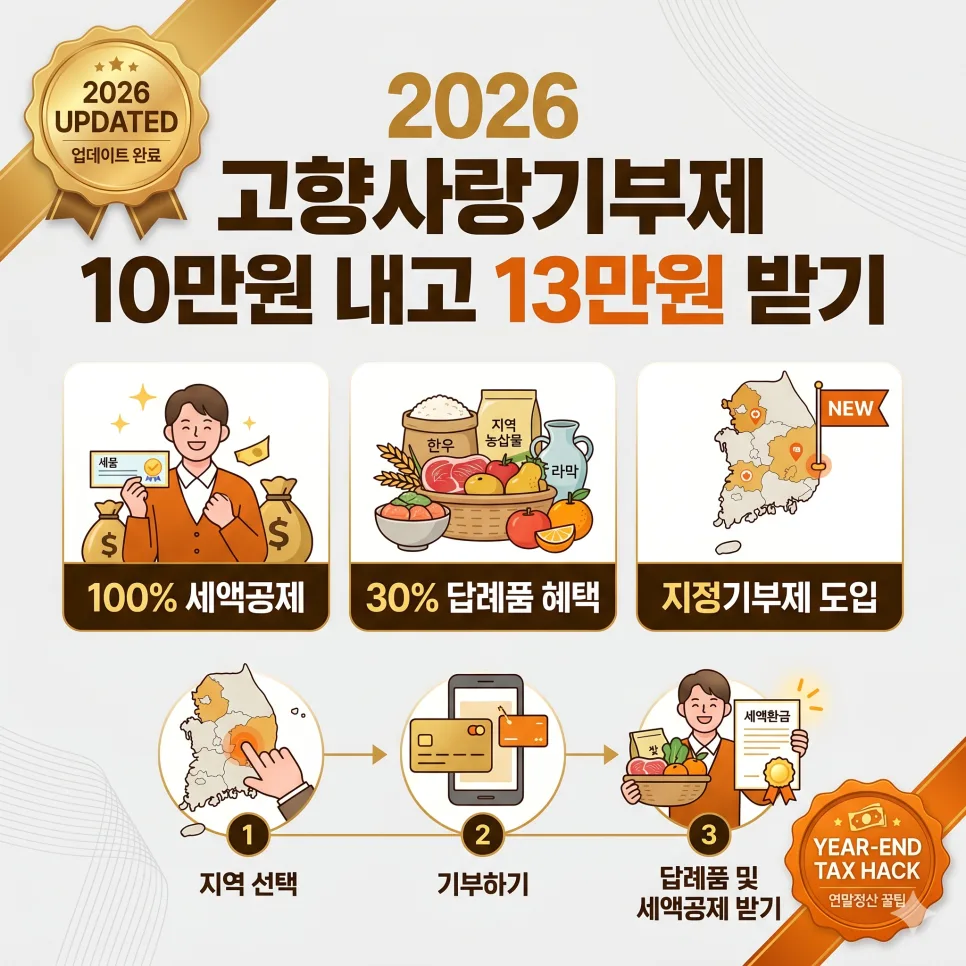 2026년 고향사랑기부제: 10만원 전액 공제와 답례품 13만원 혜택 총정리