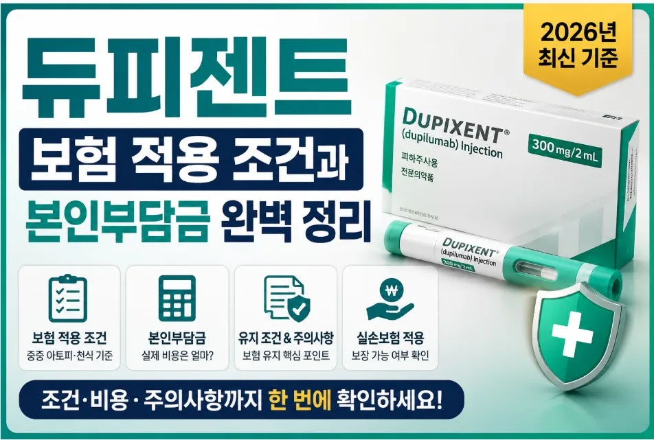 듀피젠트 보험 적용 조건과 본인 부담금 2026년 총정리