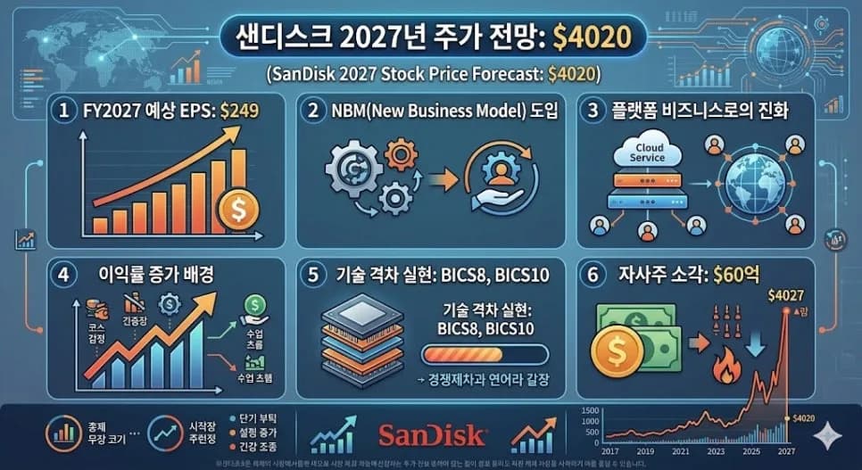 샌디스크 주가 전망 2026-2027: AI 시대, 고마진 전략 분석