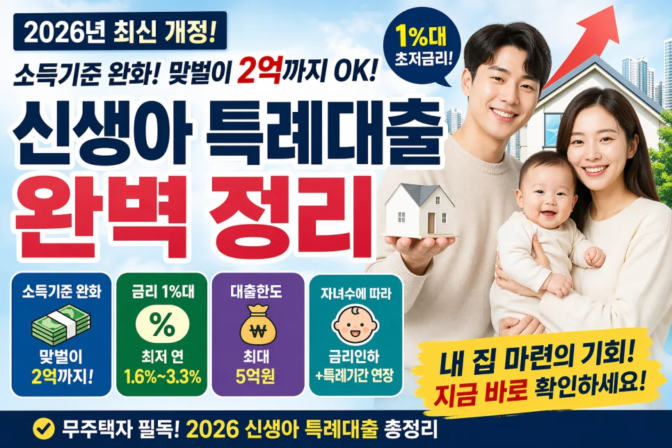신생아 특례대출 2026년, 맞벌이 소득 2억까지 OK? 조건 총정리